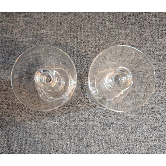 Unmarked/Geometric/"Quadrata Style" Crystal Wine Goblets, Set of 2 - Picture 3 of 4